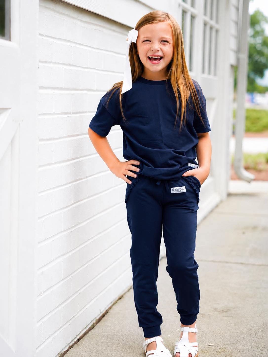 (2026 Fall Basics)Navy Short Sleeve Joggers