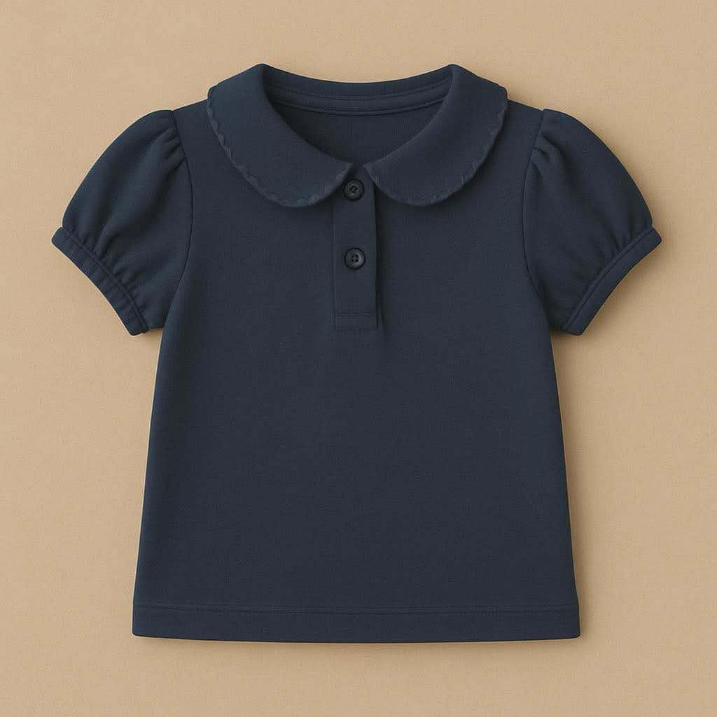 Extras (2025 Uniform Collection) Navy Short Sleeve Collared Top