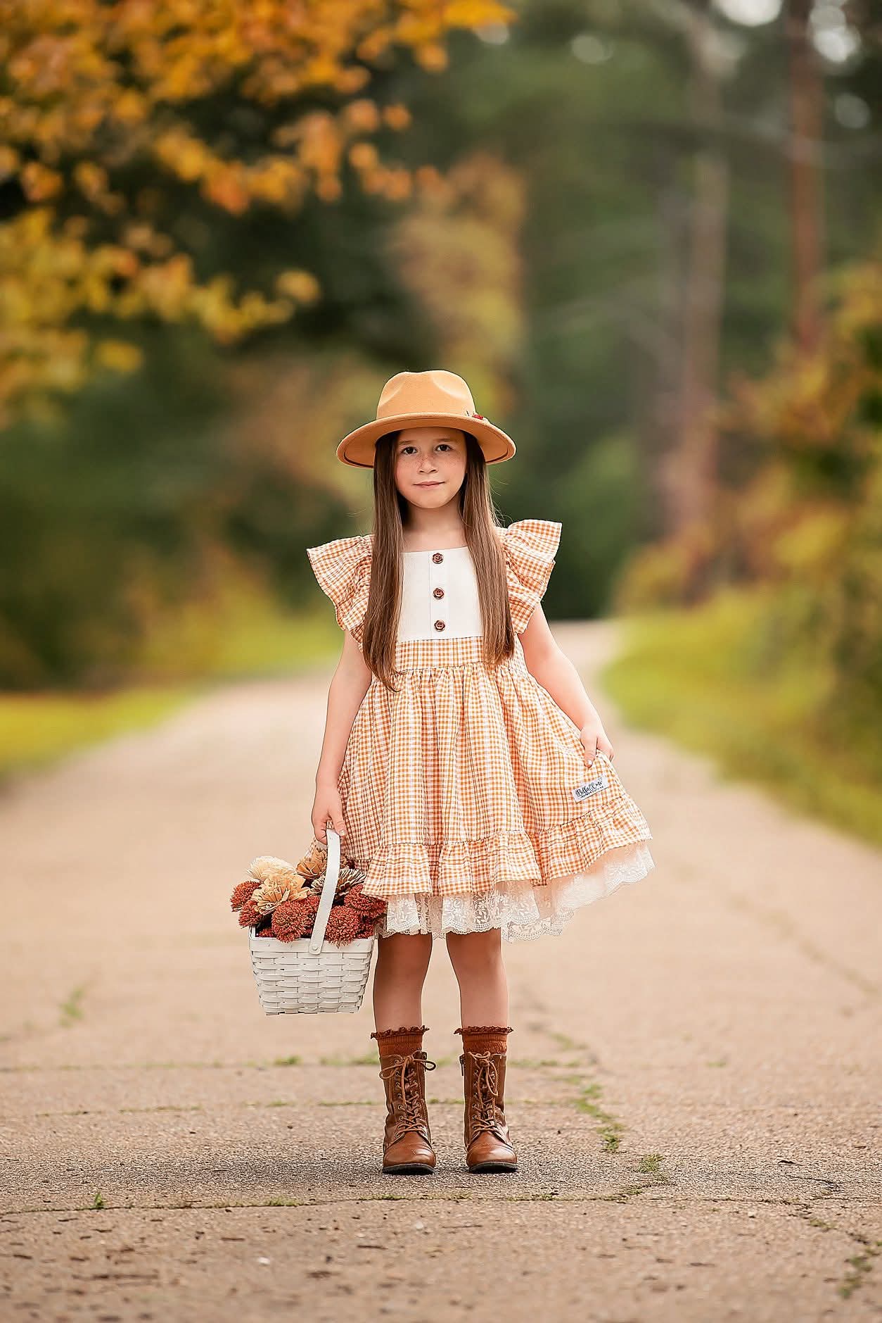(2026 Fall Dresses) Orange Plaid Dress