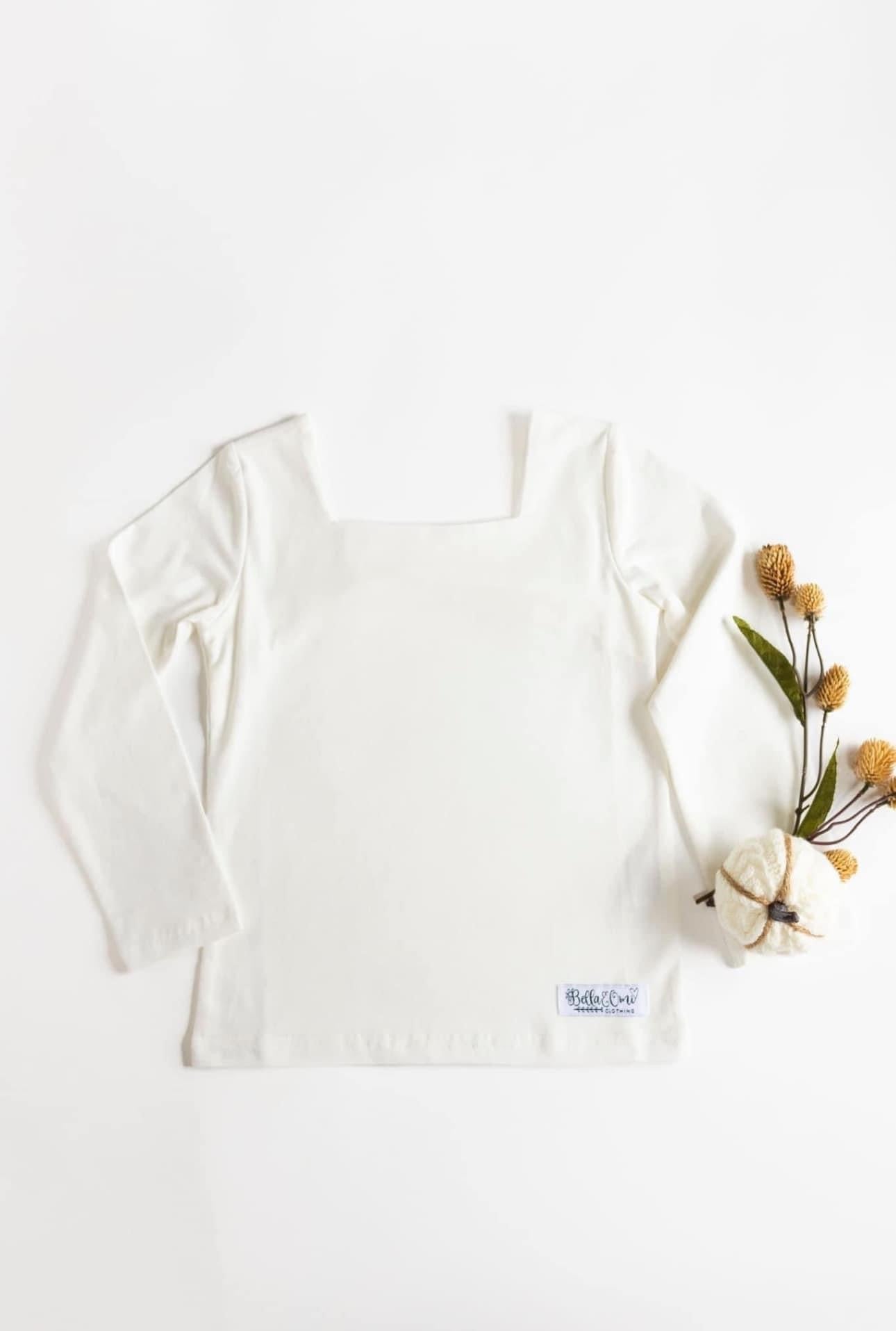 (2026 Layering Tops) White Solid Layering Top