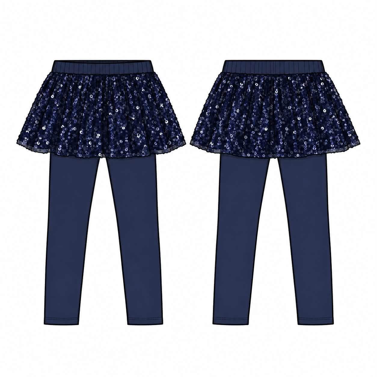 (2026 Christmas BYOP) Navy Sequin Skirted Leggings