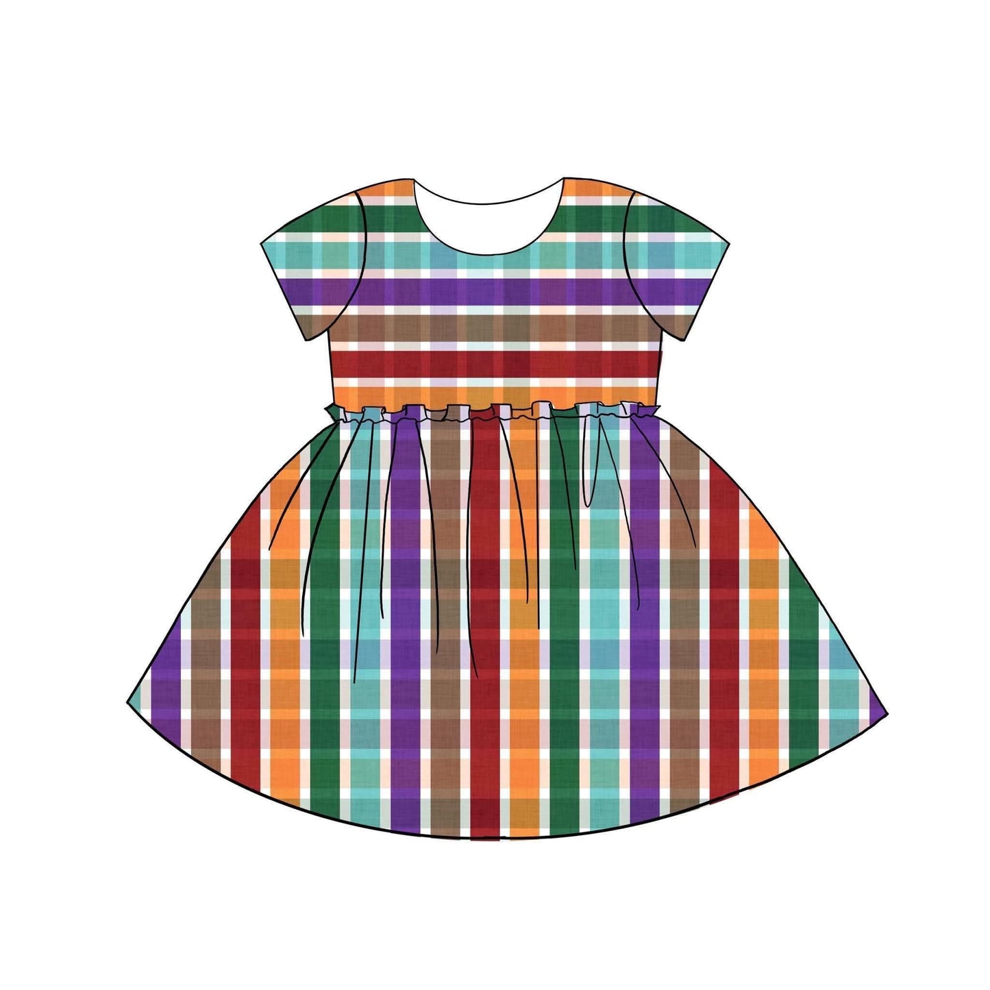 (2026 Fall BYOP) Short Sleeve Fall Rainbow Plaid