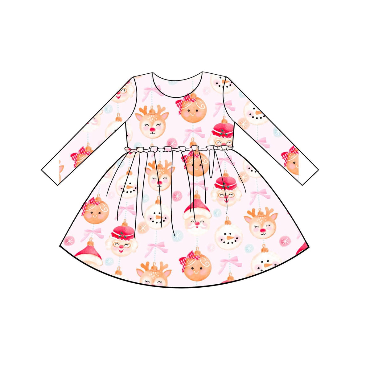 (2026 Christmas BYOP) Vintage Ornaments Long Sleeve Top