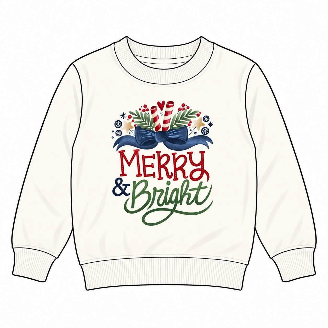 (2026 Christmas BYOP) Merry & Bright Embroidered Sweatshirt