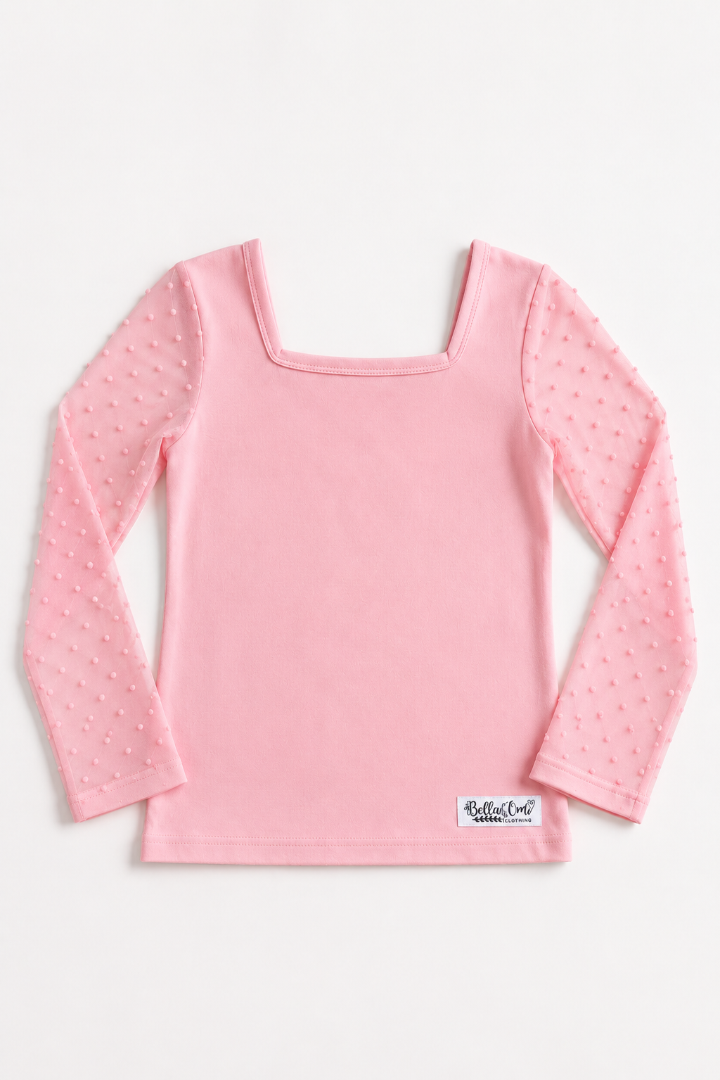 (2026 Layering Tops) Pink Swiss Dot Layering Top