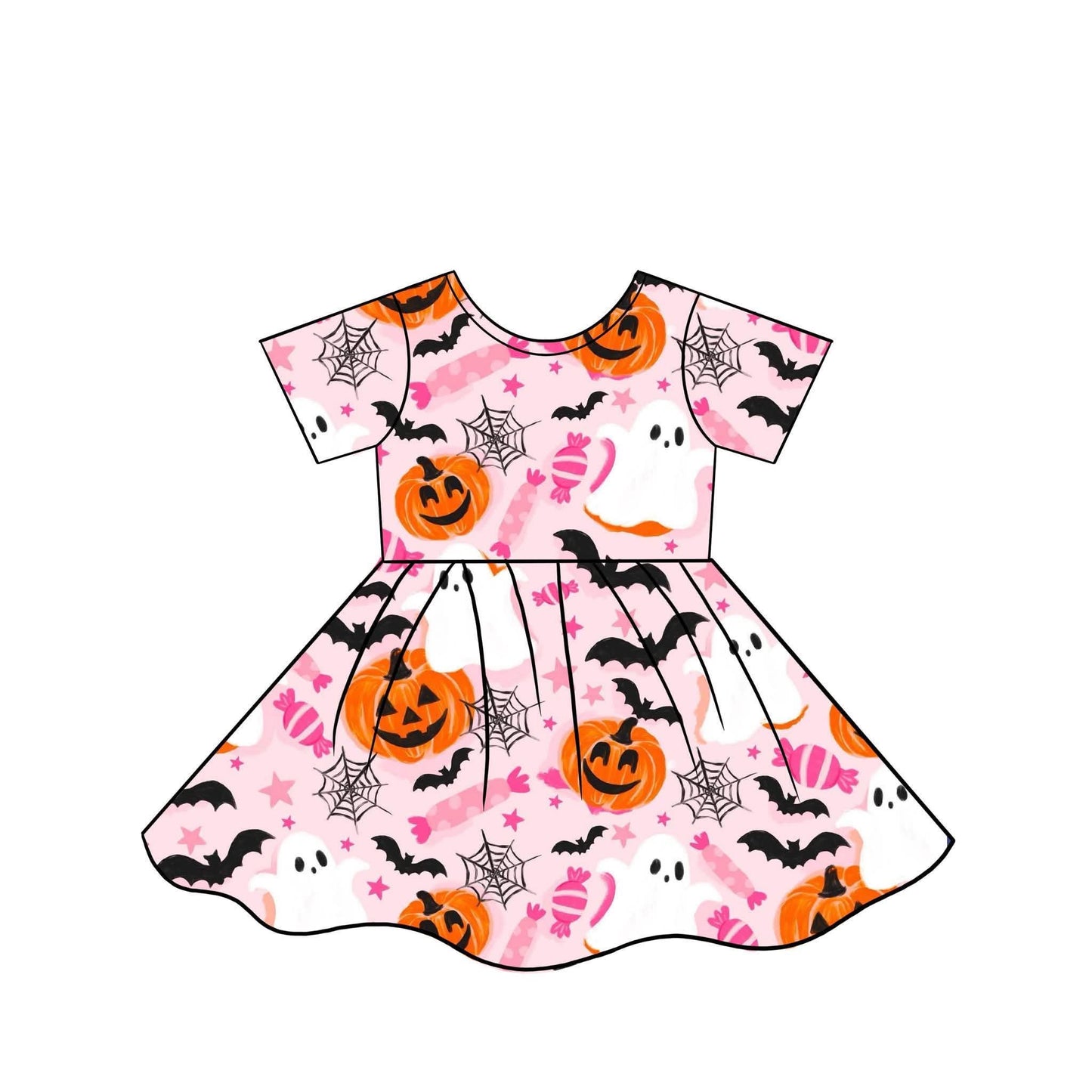 (2026 Halloween BYOP) Short Sleeve Pink Pumpkins