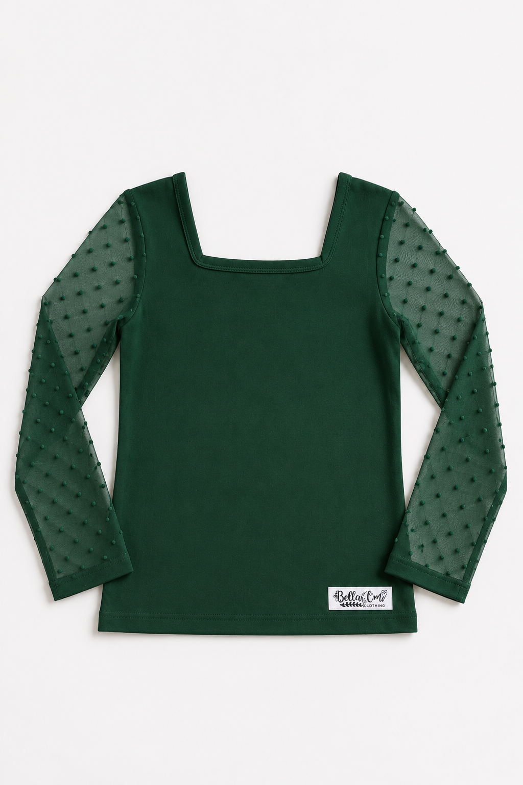(2026 Layering Tops) Green Swiss Dot Layering Top