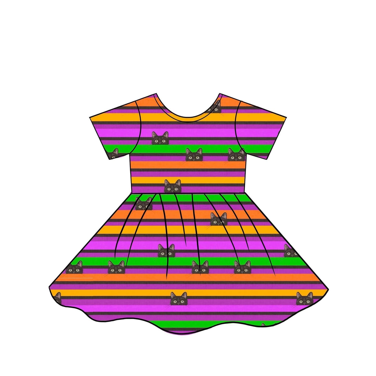 (2026 Halloween BYOP) Short Sleeve Striped Cats