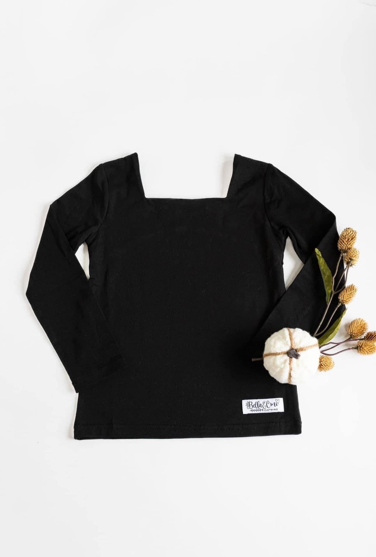 (2026 Layering Tops) Black Solid Layering Top