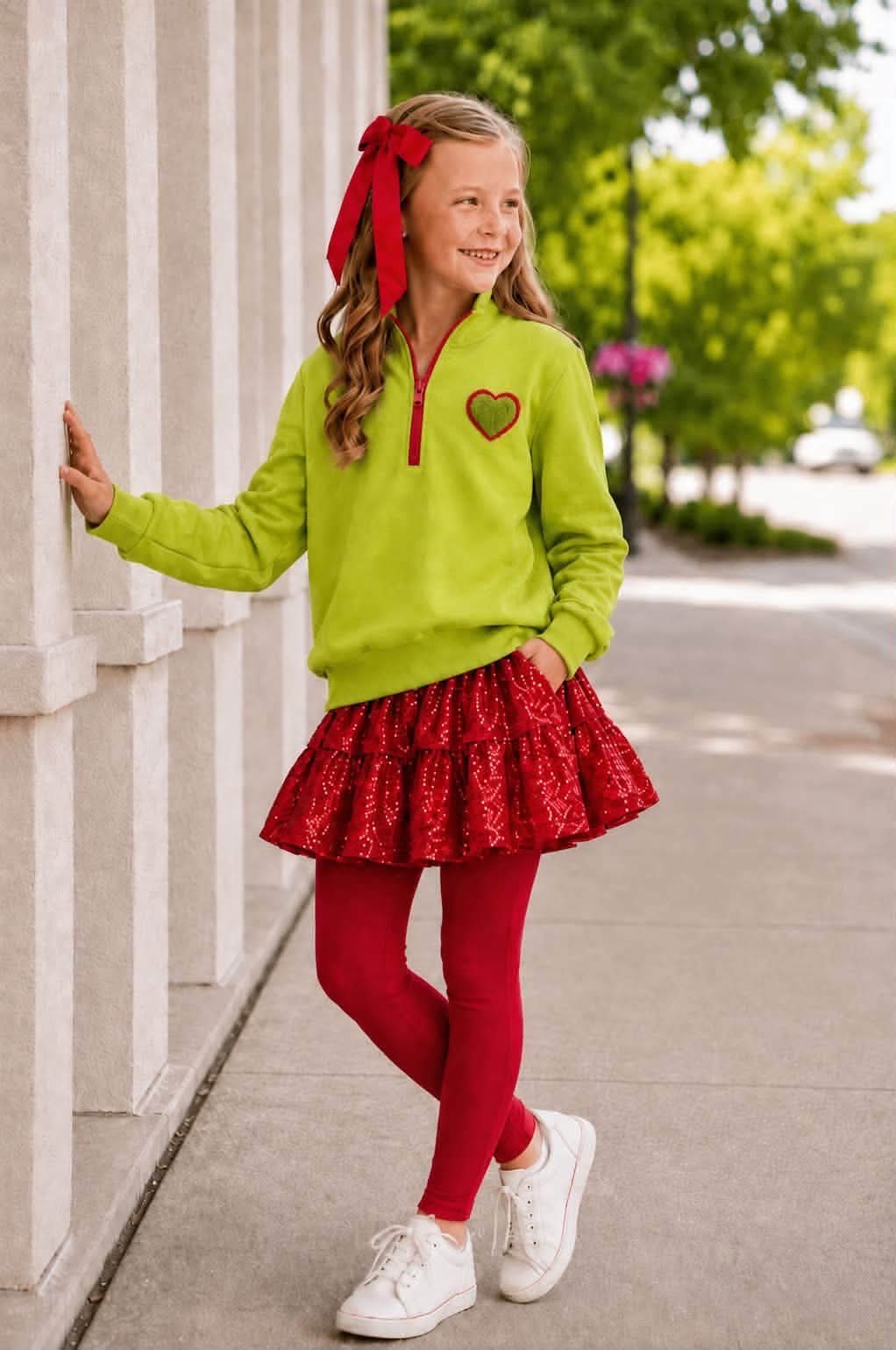 (2026 Green One) Quarter Zip & Sparkle Skort