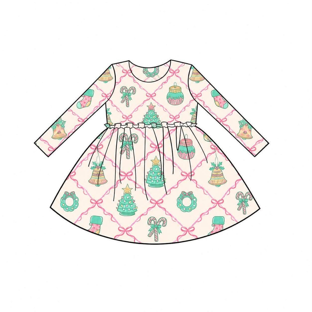 (2026 Christmas BYOP) Retro Christmas Long Sleeve Top