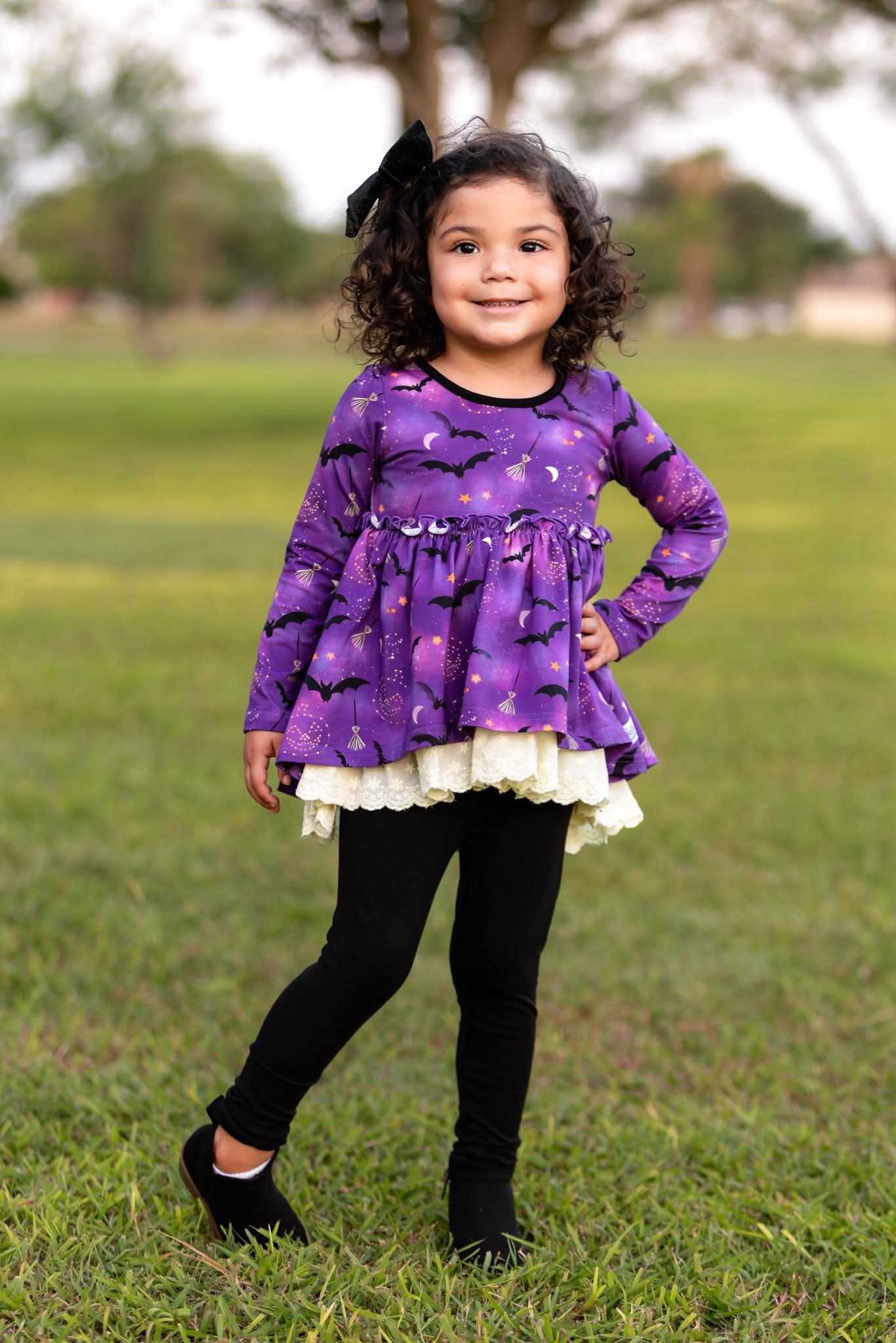Extras (2025 Halloween Bash) Long Sleeve Purple Bats