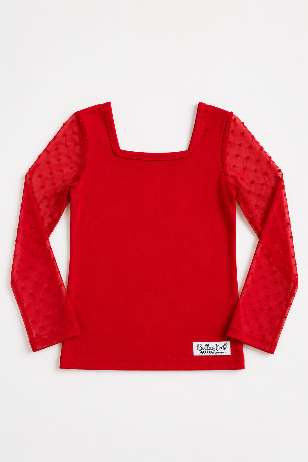 (2026 Layering Tops) Red Swiss Dot Layering Top