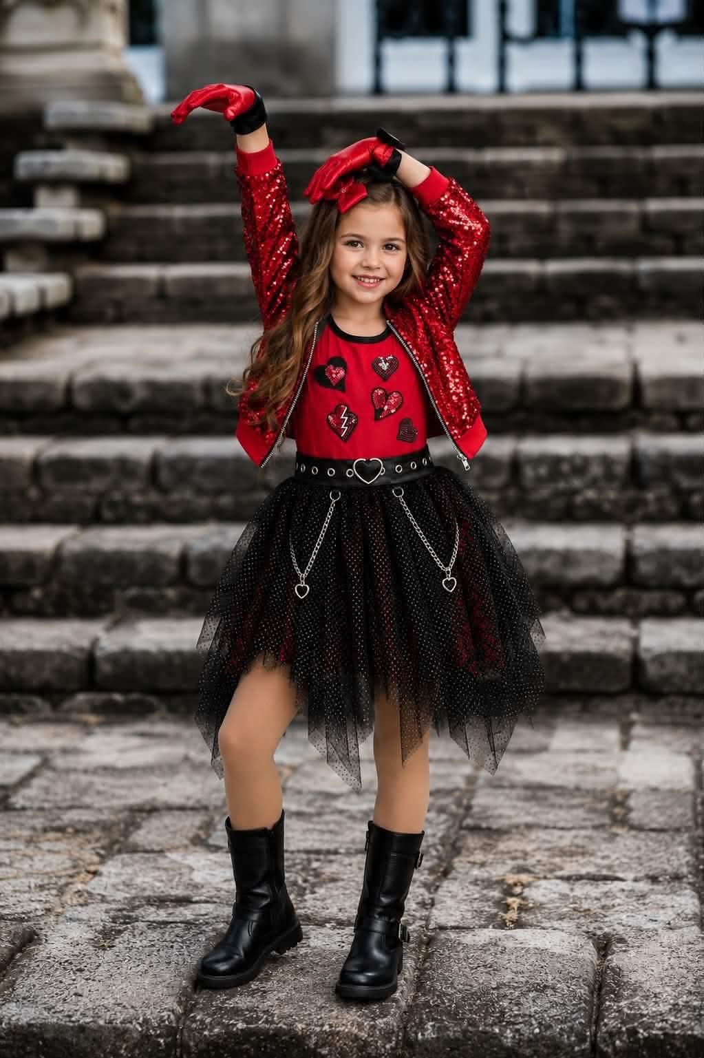 (2026 Halloween Bash) Cropped Red Sequin Jacket