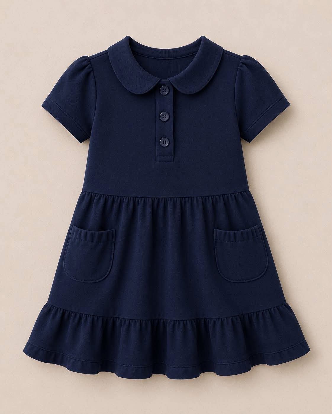Extras (2026 School Uniforms) Navy Peter Pan Button Dress