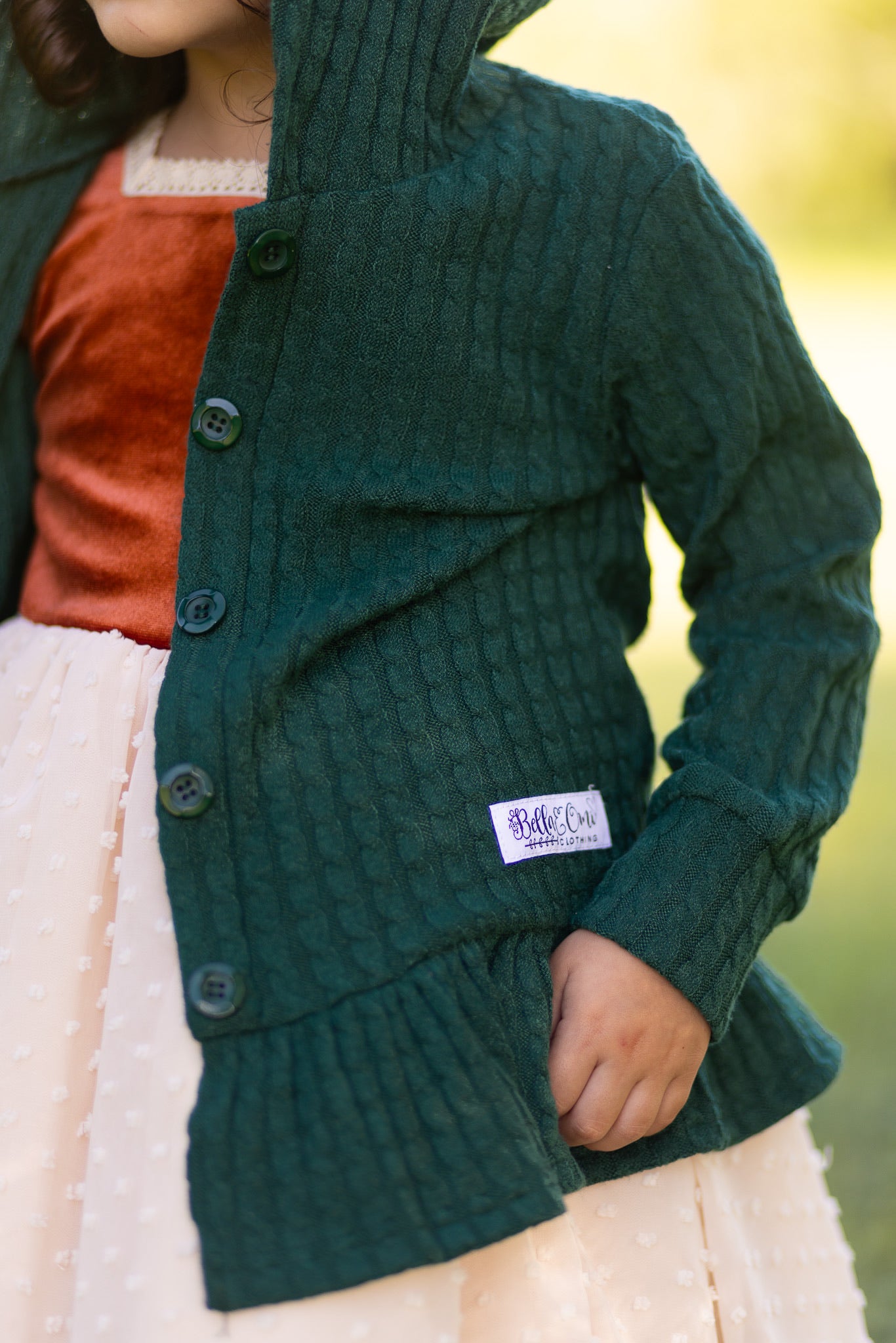 EXTRAS (2026 Cardigans) Green Hooded Cardigan
