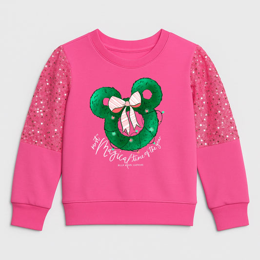 (Custom Sweatshirts & Tees) Pink Sequin Girl Sweatshirt