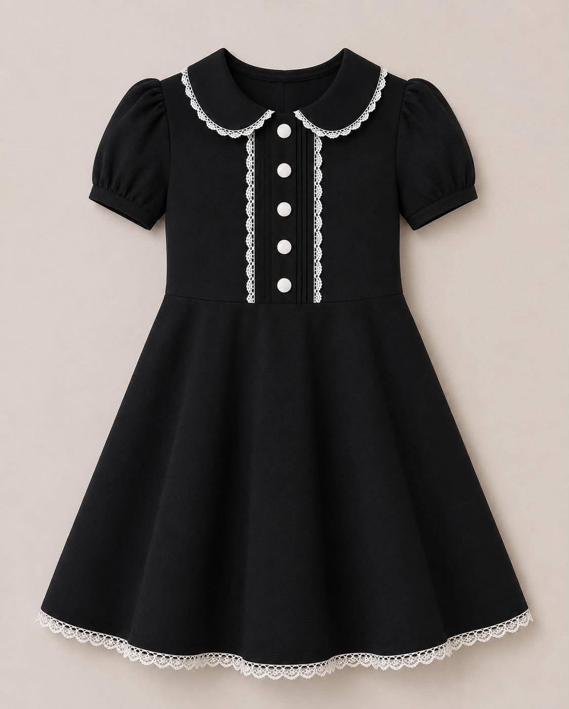 Extras (2026 School Uniforms) Black Peter Pan Button Dress