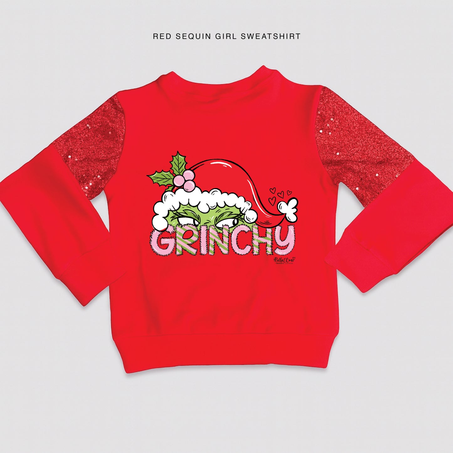 (Custom Sweatshirts & Tees) Red with Velvet Sequin Girl Sweatshirt -MUST LEAVE NOTE FOR DESIGN