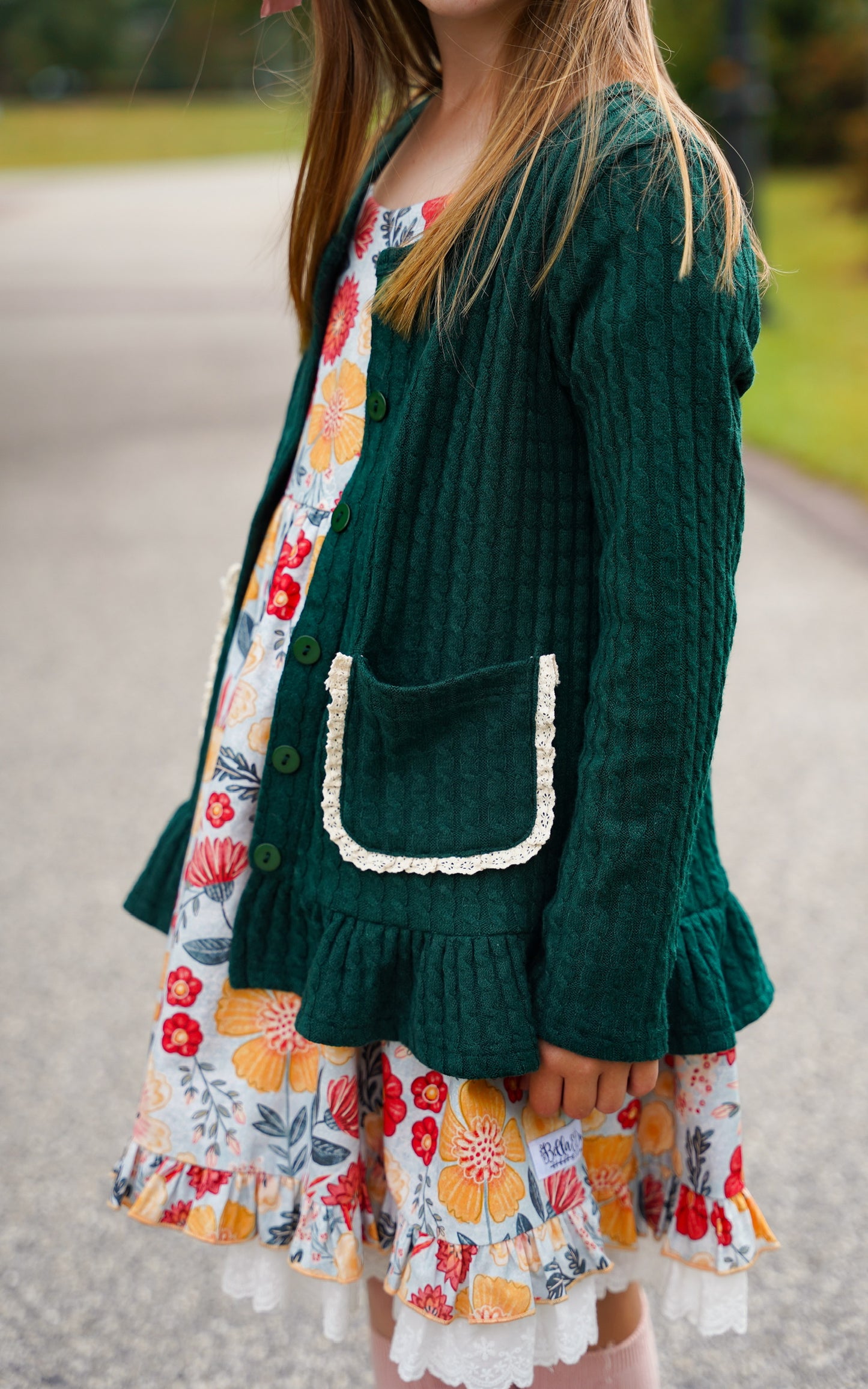 EXTRAS(2026 Cardigans) Green Pocket Cardigan