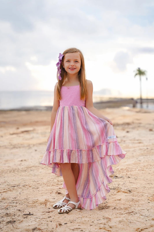 Extras (2025 Striped Cotton Linen) Pink Dress