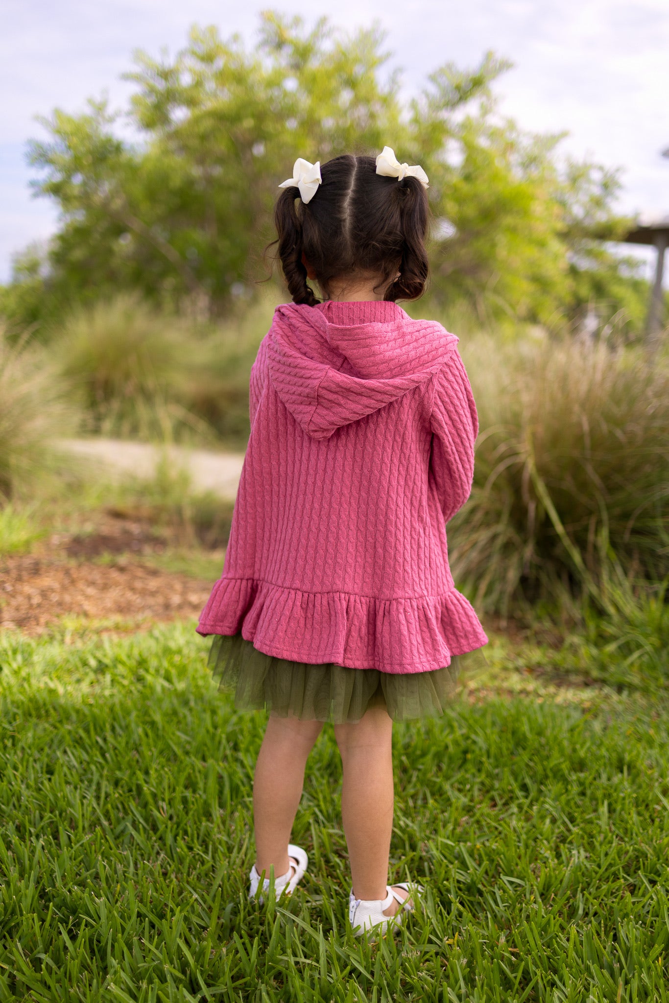 EXTRAS(2026 Cardigans) Pink Hooded Cardigan