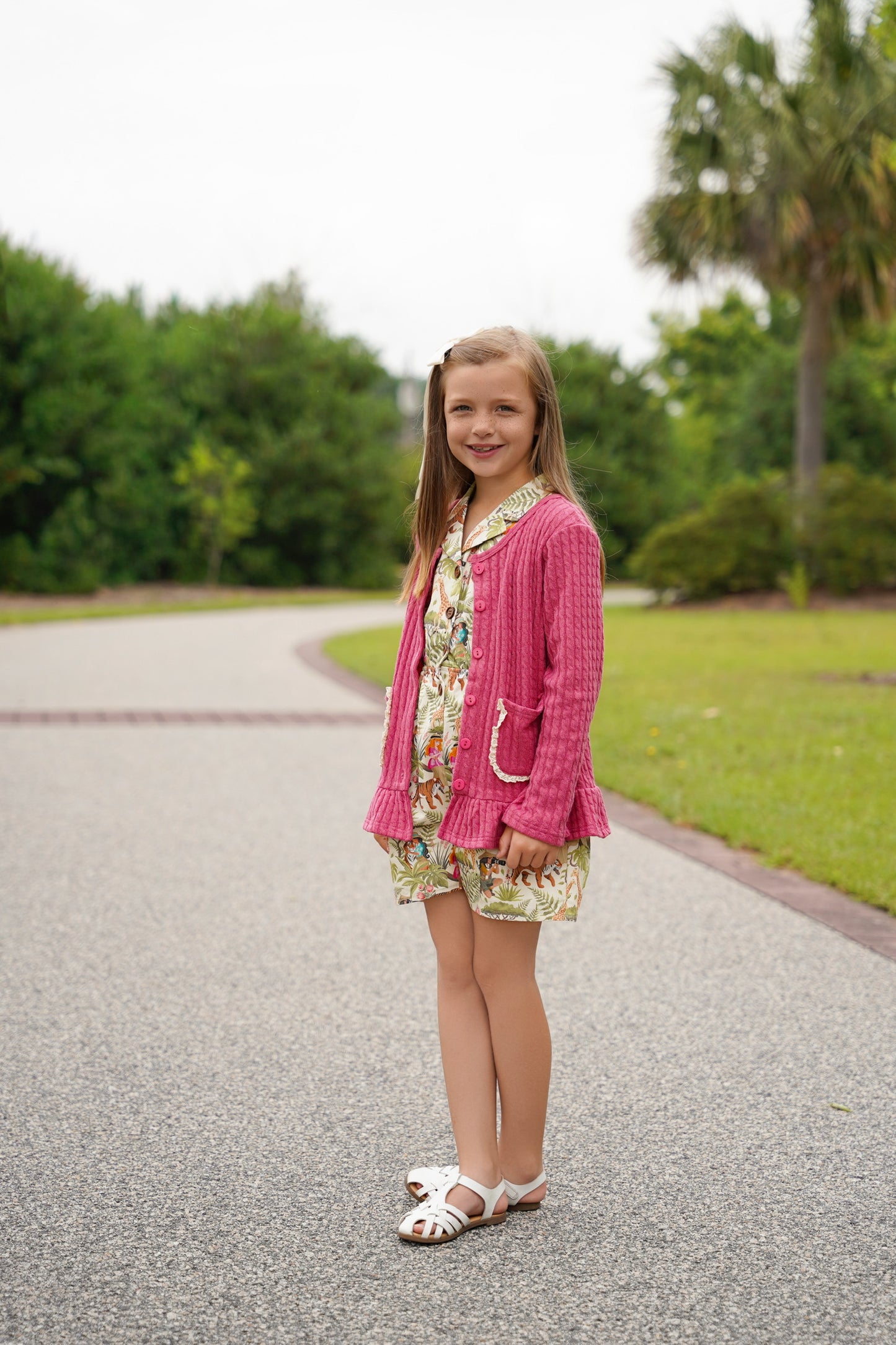EXTRAS(2026 Cardigans) Pink Pocket Cardigan