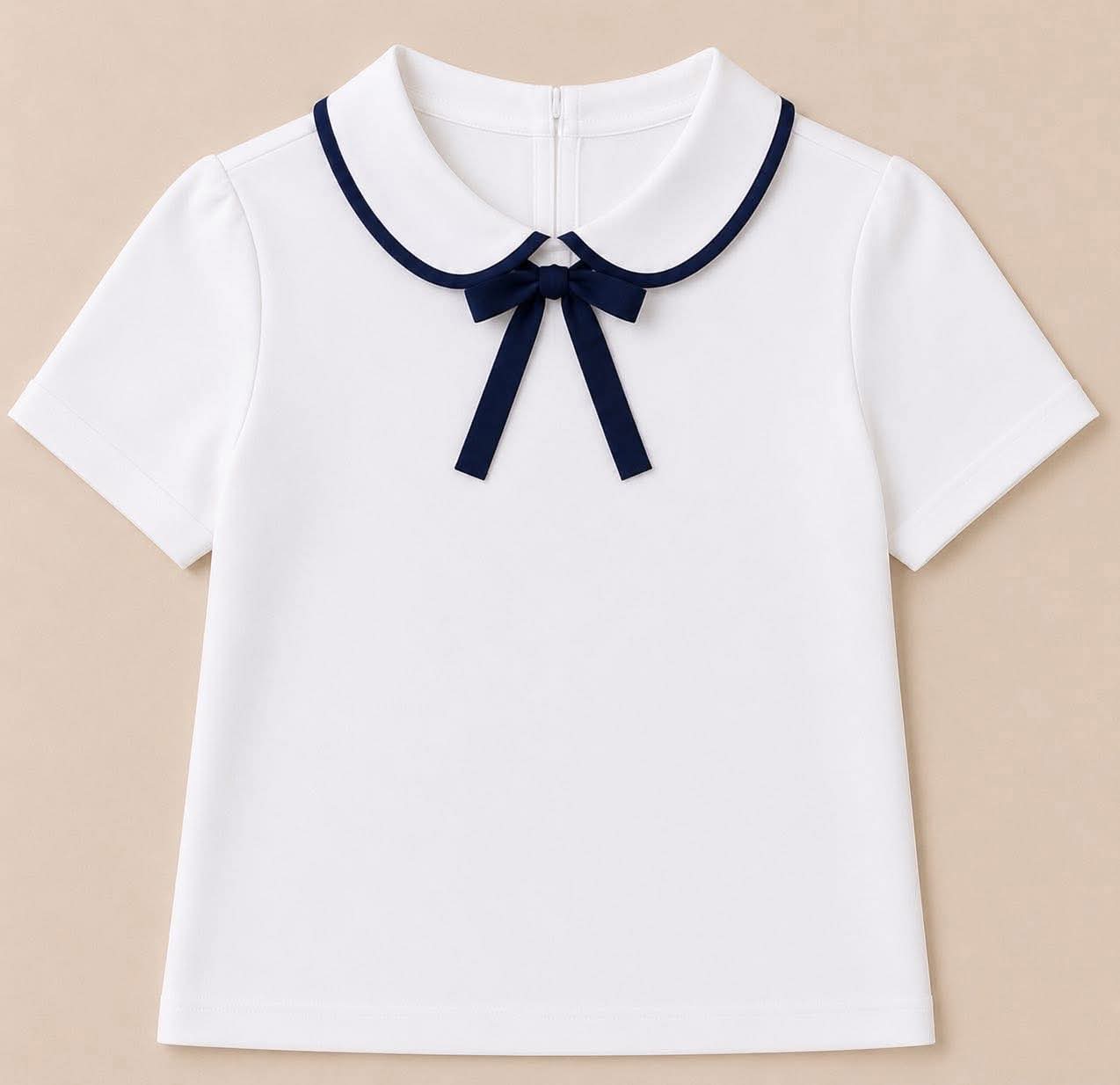 Extras (2026 School Uniforms) Peter Pan Bow Collar Shirt White/Navy