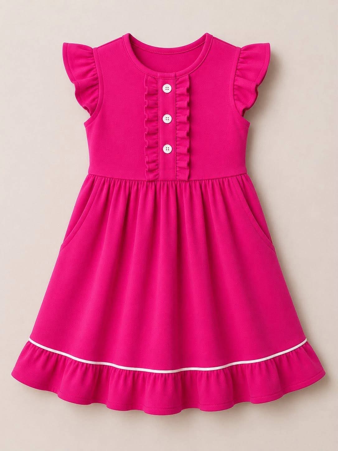 Extras (2026 School Uniforms) Hot Pink Button Dress