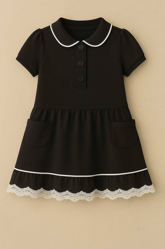 Extras (2025 Uniform Collection) Black Lace Trim Dress