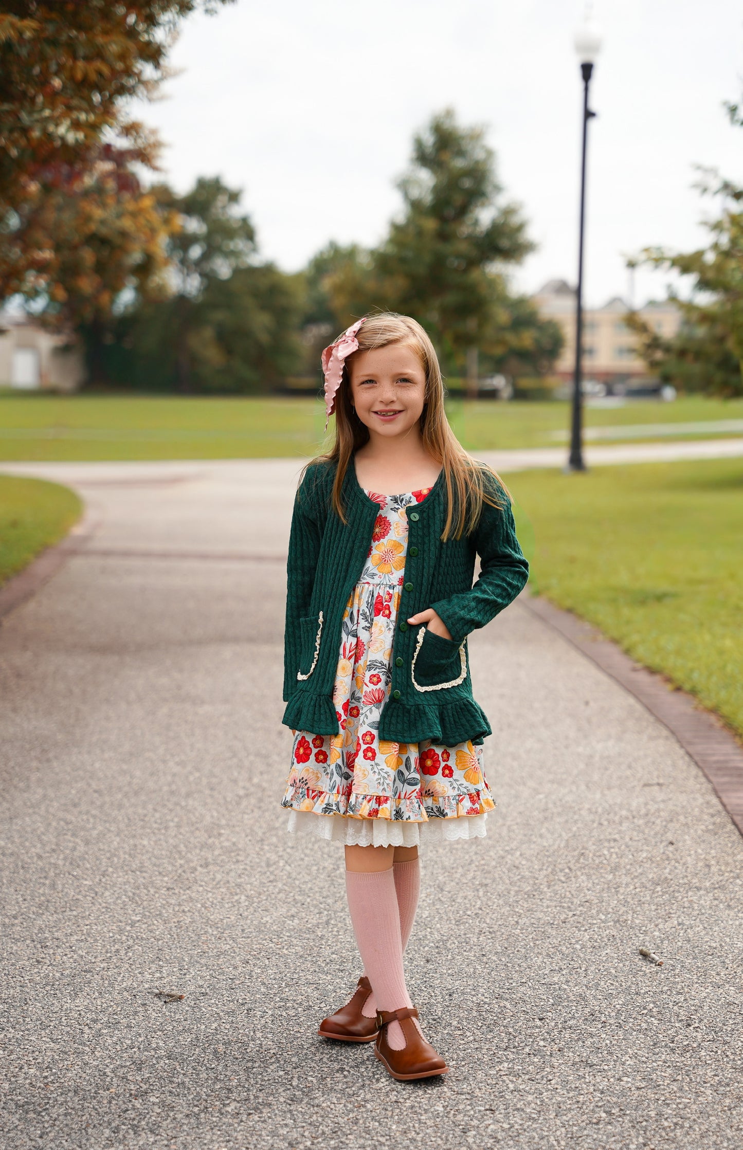 EXTRAS(2026 Cardigans) Green Pocket Cardigan