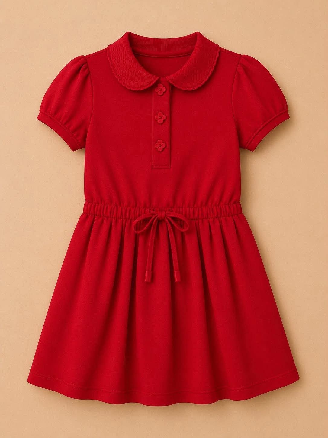 Extras (2026 School Uniforms) Red Peter Pan Collar Dress