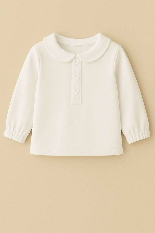 Extras (2025 Uniform Collection) White Long Sleeve Collared Top