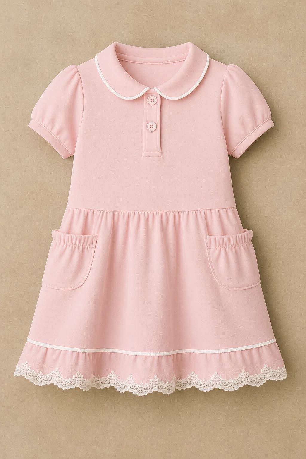 Extras (2026 School Uniforms) Pink Peter Pan Collar Dress