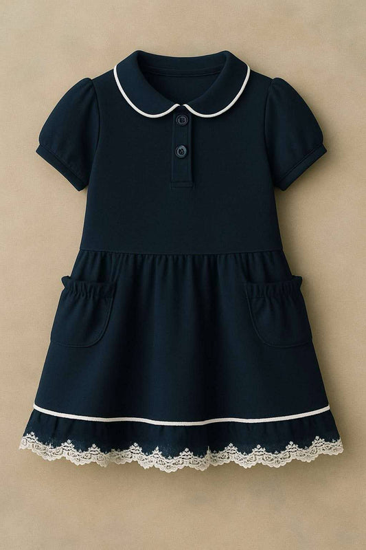 Extras (2025 Uniform Collection) Navy Lace Trim Dress