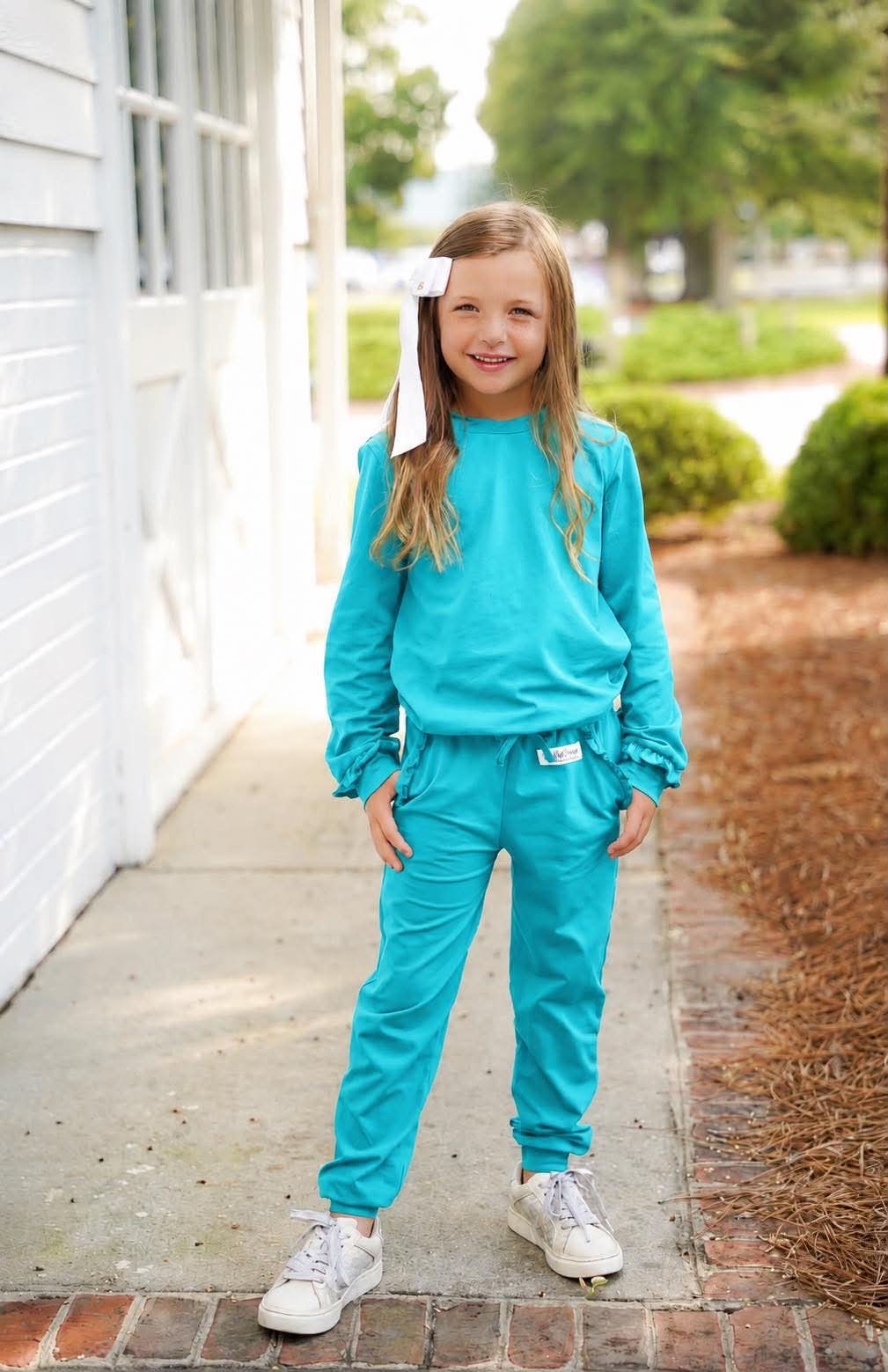 (2026 Fall Basics) Teal Long Sleeve Joggers
