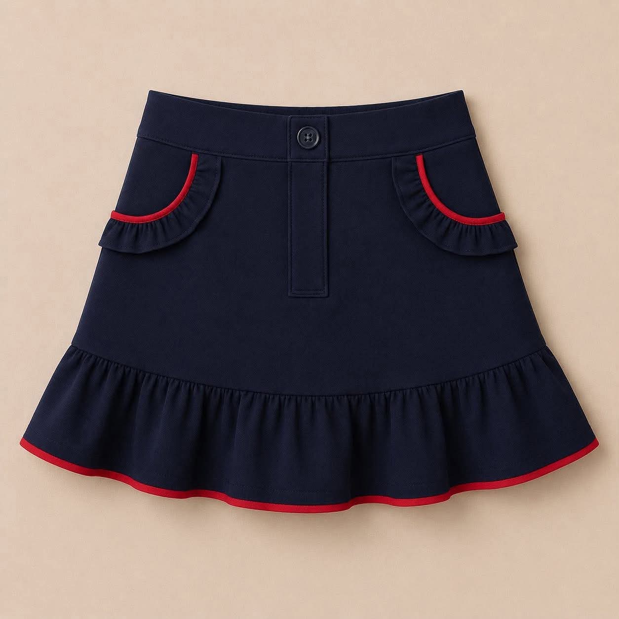 Extras (2026 School Uniforms) Skort Navy with Red Trim