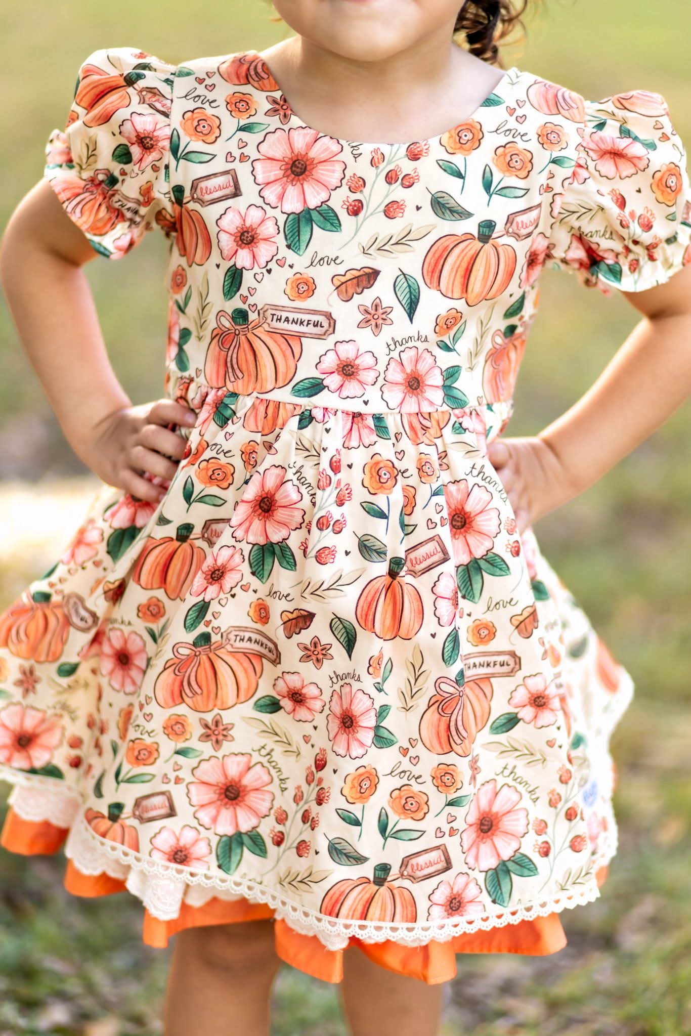Extras (2025 Thanksgiving) Short Sleeve Thankful Dress