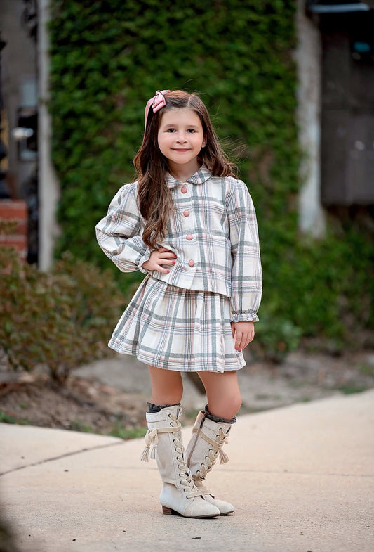 (2025 Winter uniforms) Pink Tweed Skirt Set