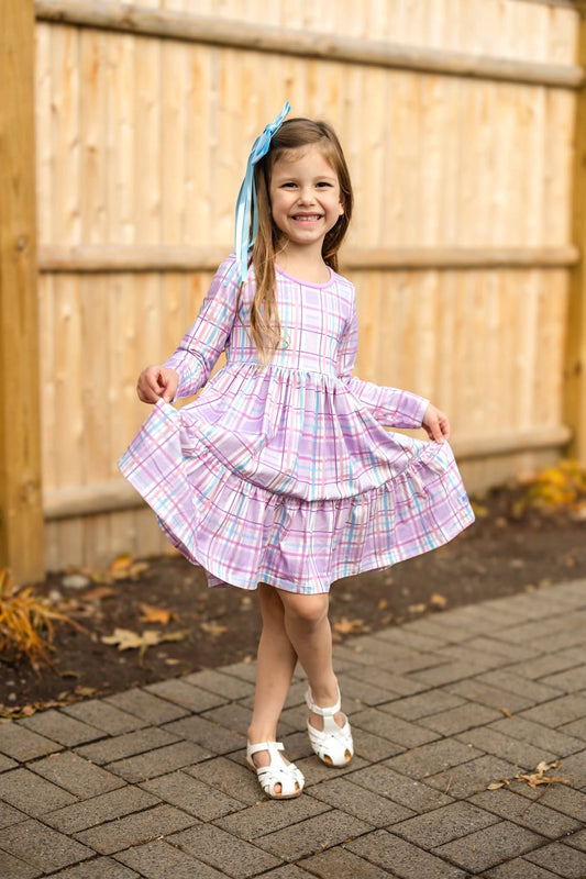 Extras (2025 Final Easter Collection) Long Sleeve Purple Plaid Twirl