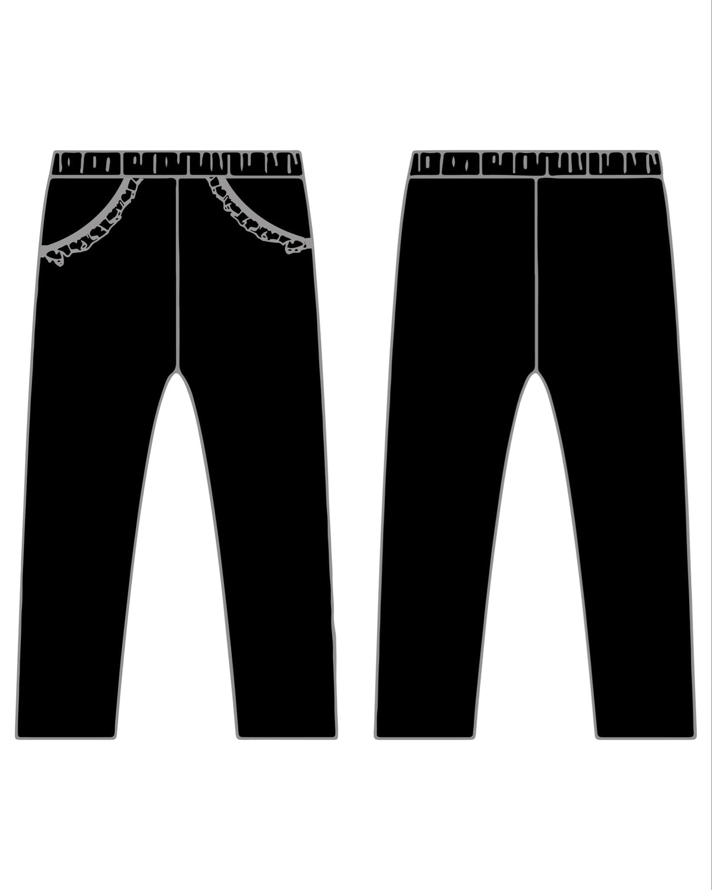 (2026 Halloween BYOP) Black Ruffle Front Leggings