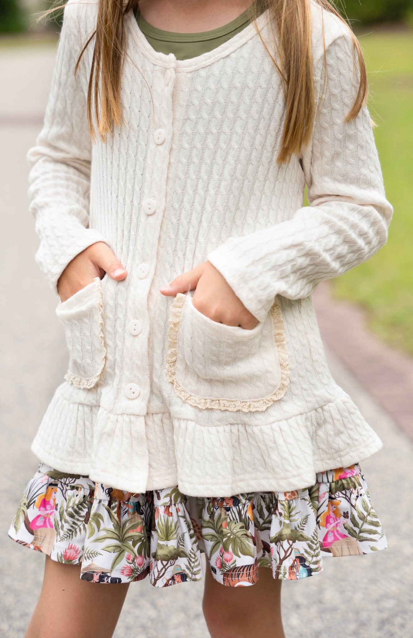 EXTRAS(2026 Cardigans) Cream Pocket Cardigan