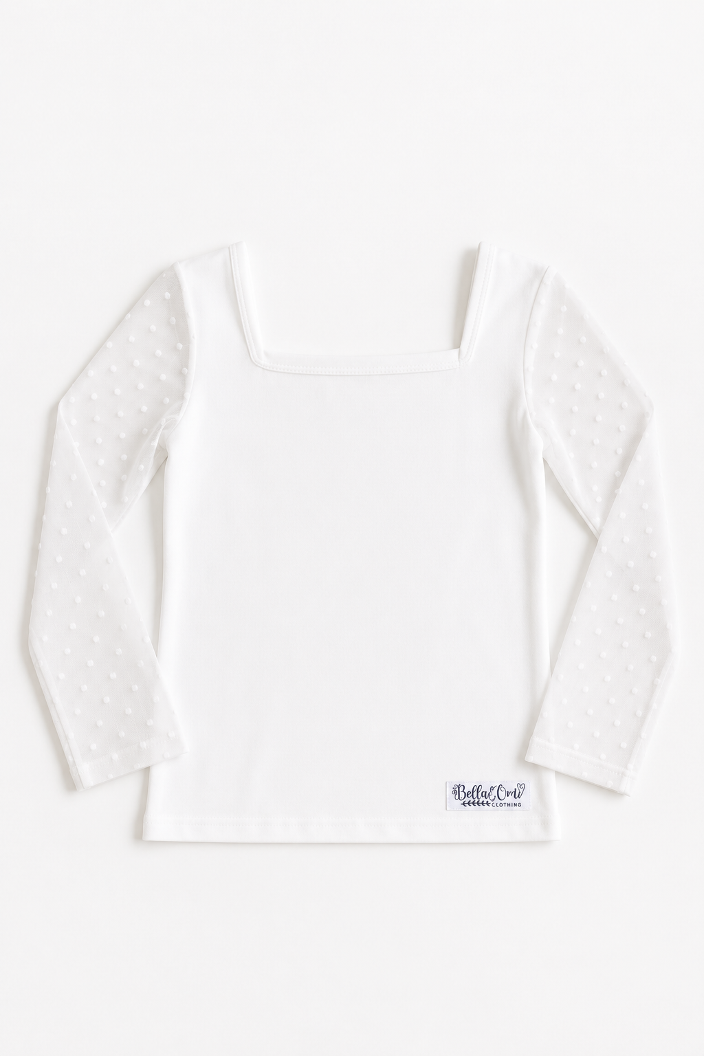 (2026 Layering Tops) White Swiss Dot Layering Top