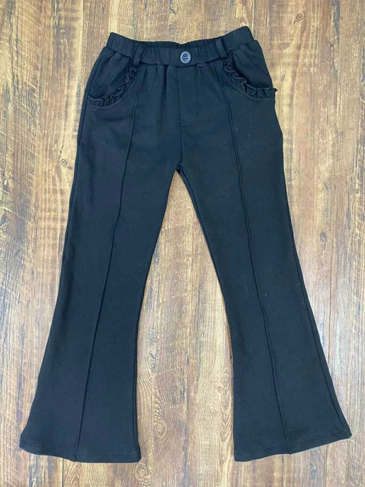 (2025 Winter uniforms) Black Faux Button Pleated Pants