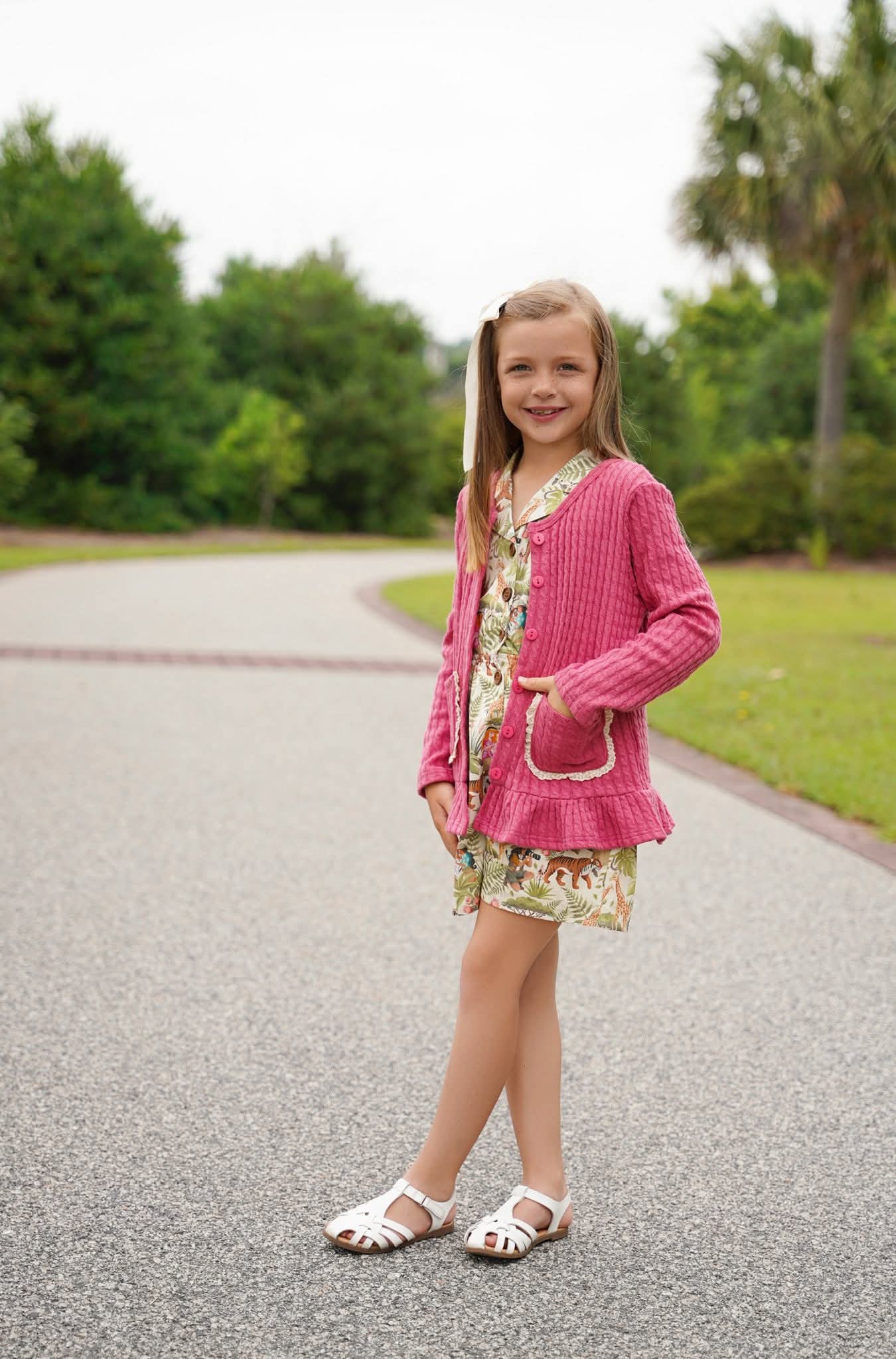 EXTRAS(2026 Cardigans) Pink Pocket Cardigan