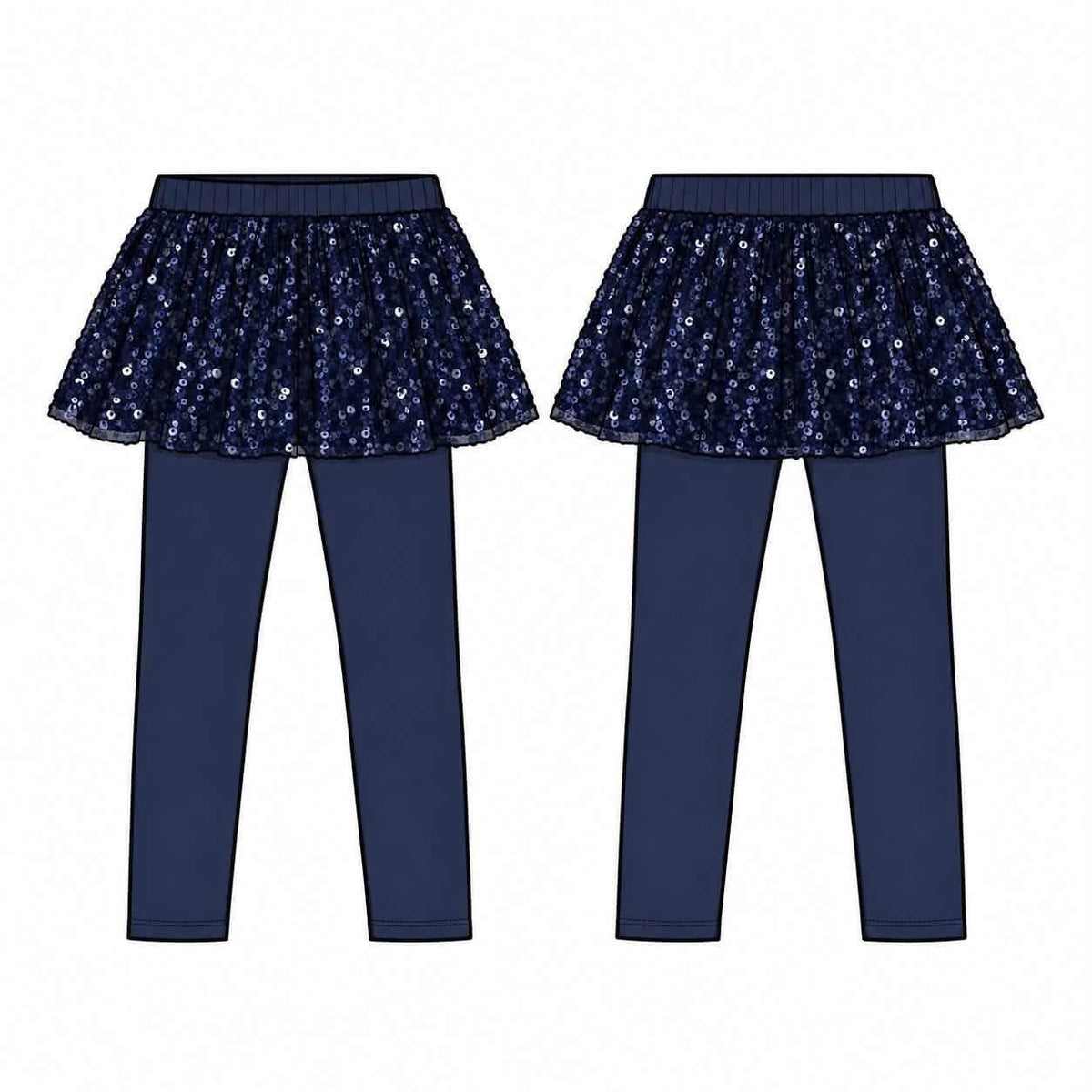 (2026 Christmas BYOP) Navy Sequin Skirted Leggings