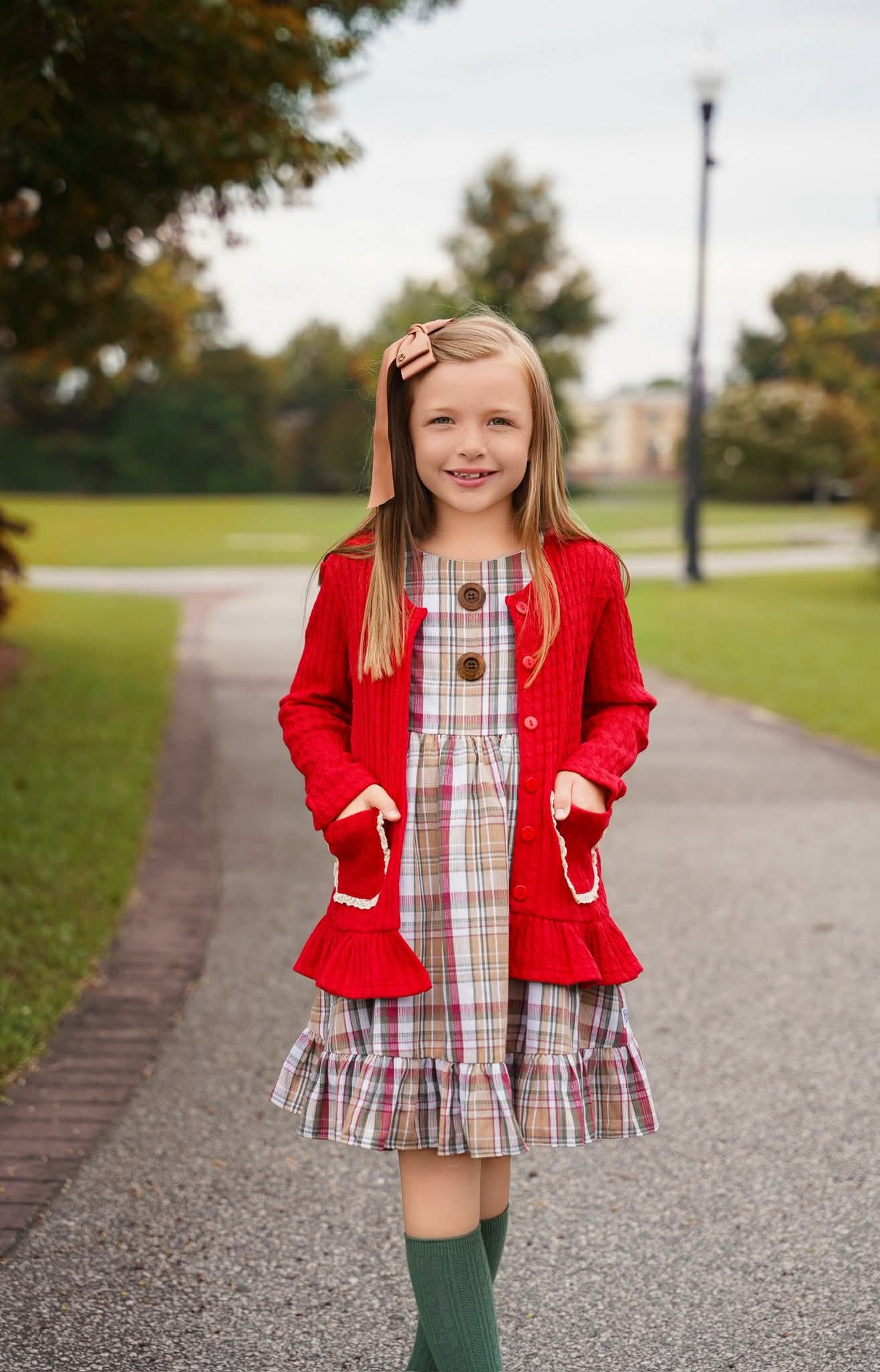 EXTRAS(2026 Cardigans) Red Pocket Cardigan