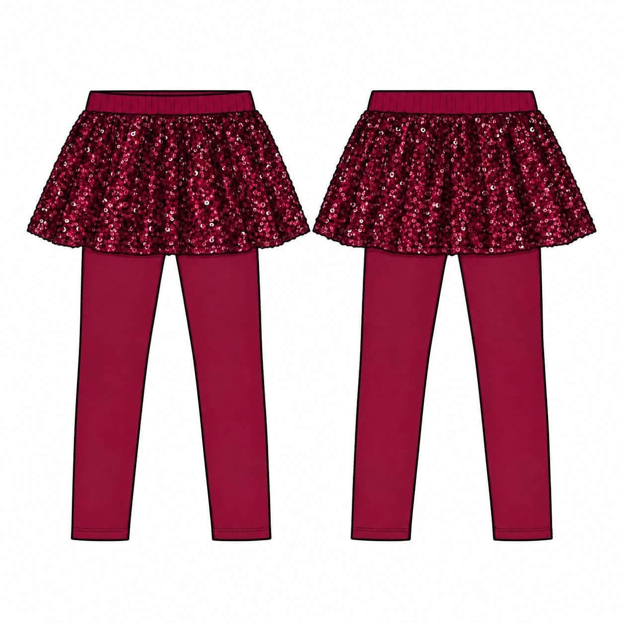 (2026 Christmas BYOP) Red Sequin Skirted Leggings