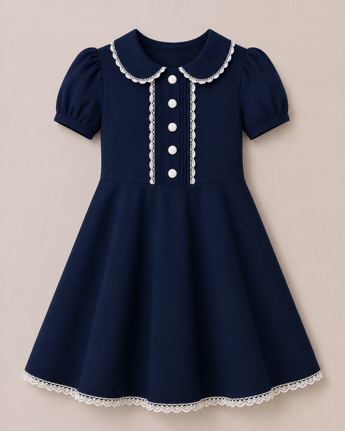 (2026 RTS School Uniform) NAVY Peter Pan Button Dress