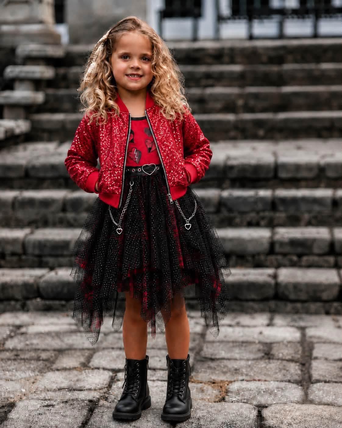 (2026 Halloween Bash) Cropped Red Sequin Jacket